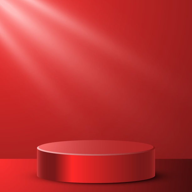 矢量插图红色圆形讲台与背光图片下载