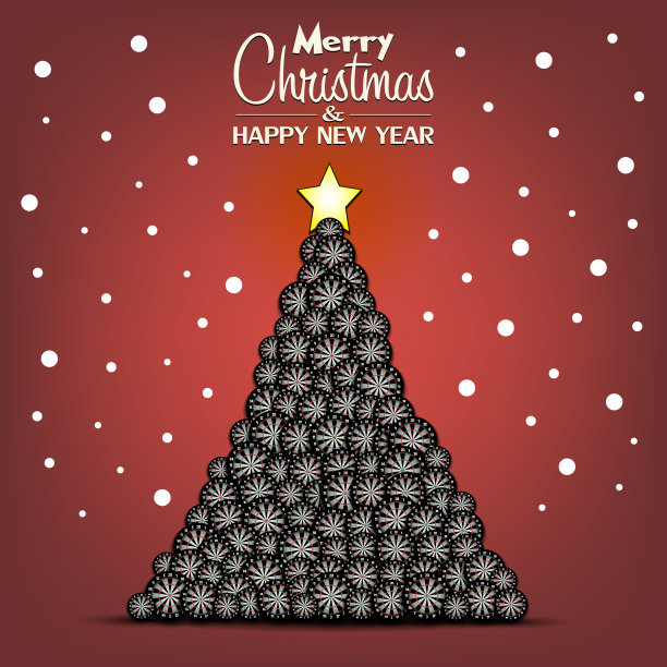 圣诞快乐，恭贺新禧。用飞镖做的圣诞树图片下载