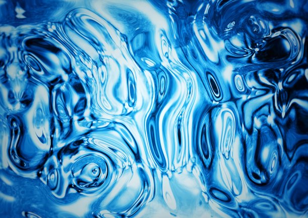 三维抽象的蓝色水面与自然科学的概念图片下载