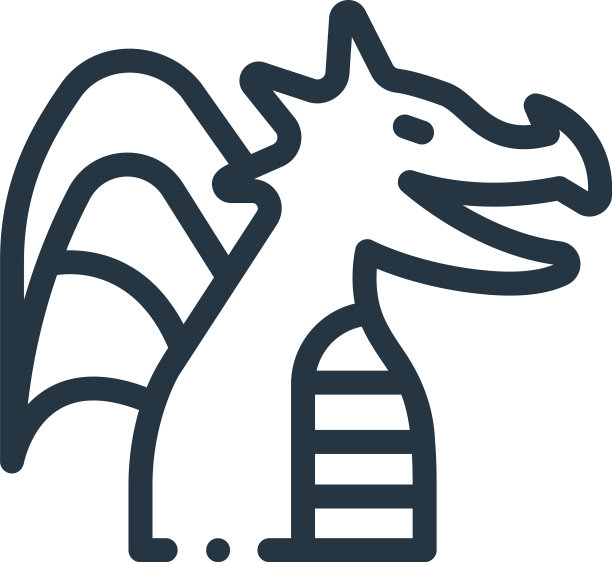 龙图标孤立在白色背景轮廓图片下载