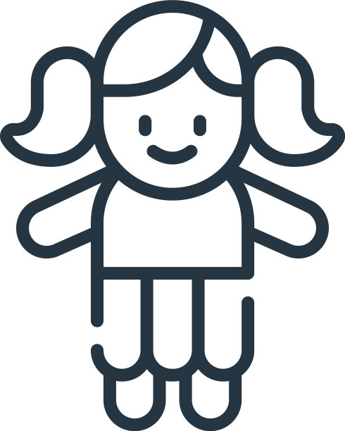 娃娃图标孤立的白色背景轮廓图片下载