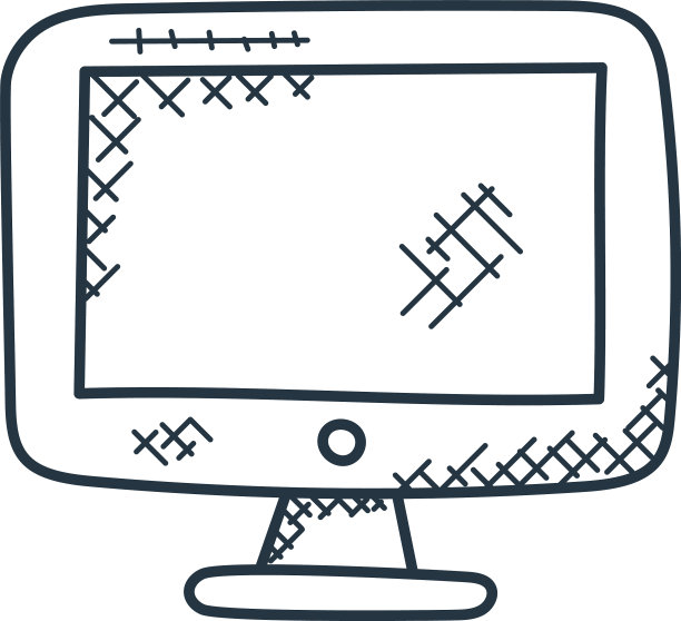 监视器图标隔离在白色背景大纲上图片下载