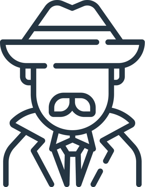 侦探图标孤立的白色背景图片下载