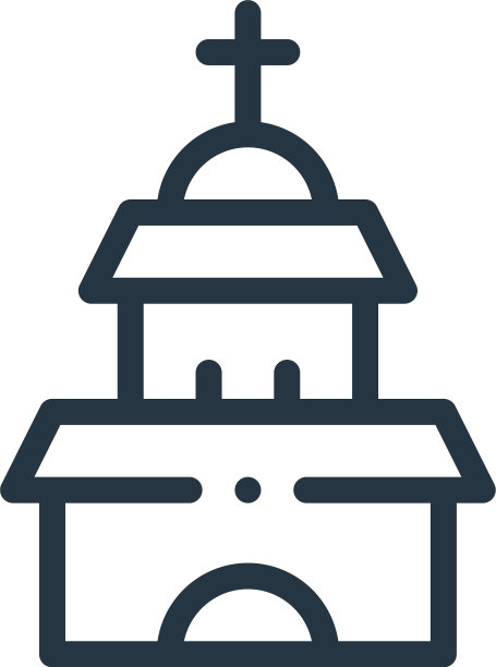 寺庙图标孤立在白色背景轮廓图片下载