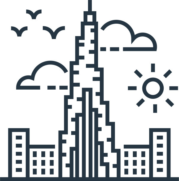 哈利法塔图标孤立在白色背景图片下载