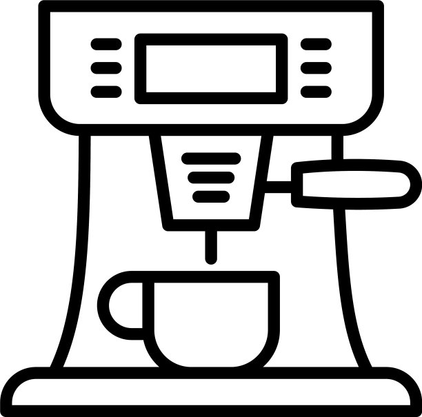 意大利咖啡机图标轮廓风格图片下载