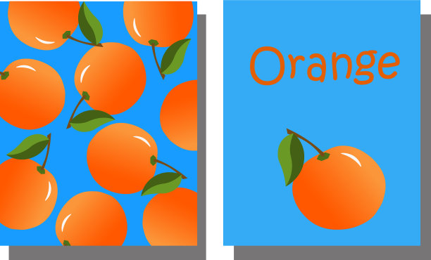 一套印有橙色的蓝色明信片图片下载