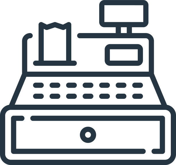 收银图标孤立在白色背景轮廓上图片下载