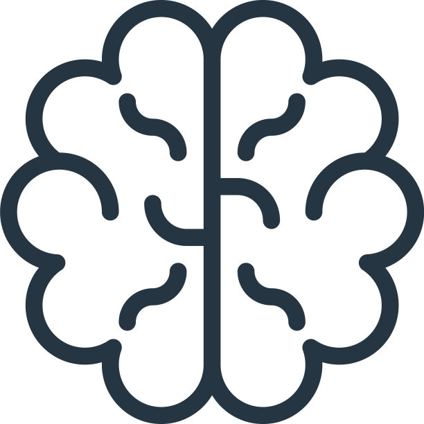 脑图标孤立在白色背景轮廓图片下载