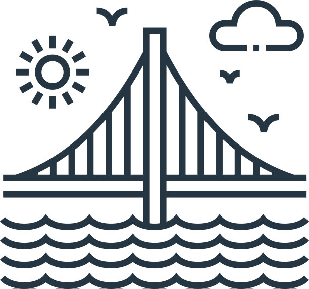桥图标孤立在白色背景轮廓上图片下载