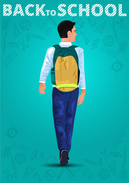 回到学校的男孩走到学校的背影图片下载