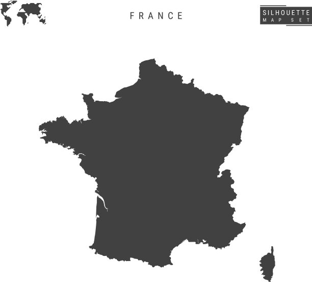 法国地图孤立在白色背景图片下载