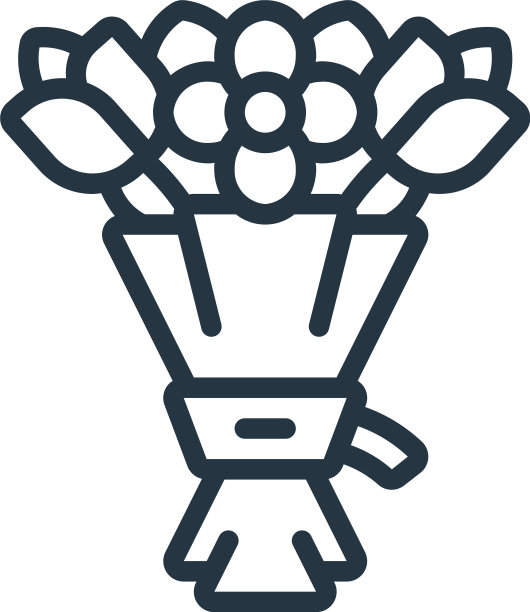 花束图标孤立在白色背景轮廓图片下载