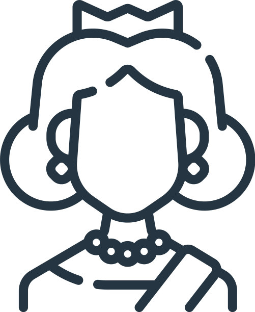 皇后图标孤立在白色背景轮廓图片下载