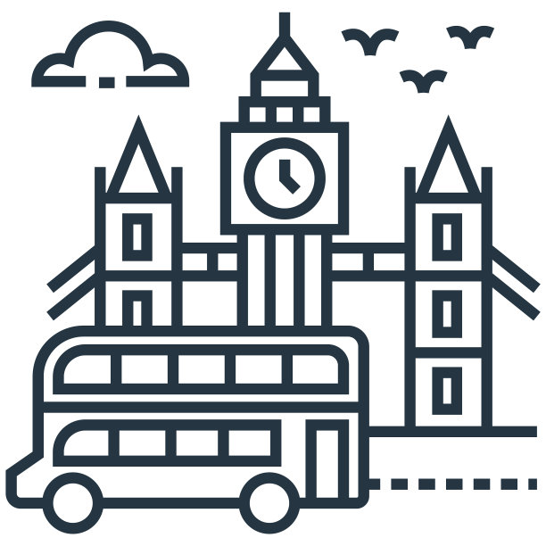 大本钟图标孤立在白色背景轮廓图片下载