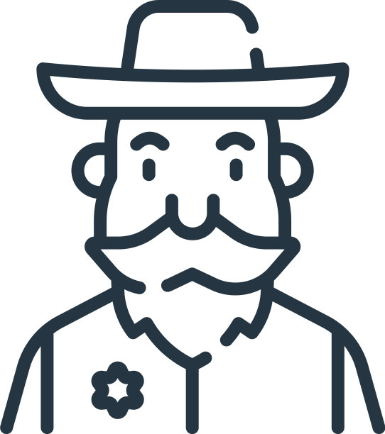 警长图标孤立在白色背景轮廓图片下载