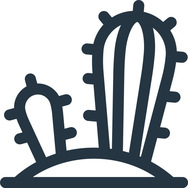 仙人掌图标孤立在白色背景轮廓图片下载