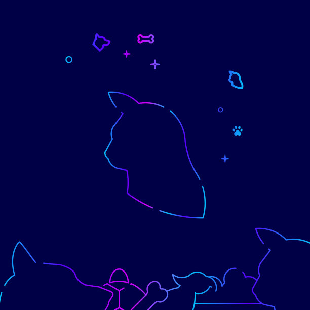 猫头轮廓线图标上的一个深蓝色图片下载