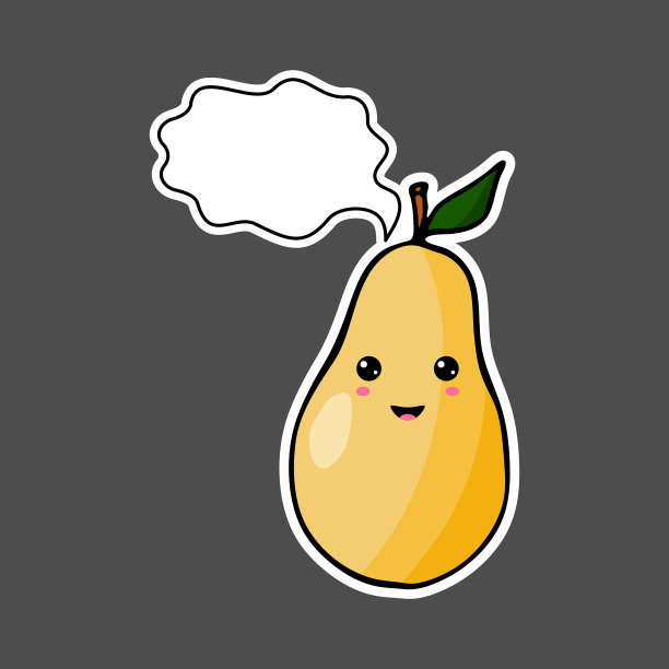 卡哇伊彩色卡通梨贴带思想图片下载