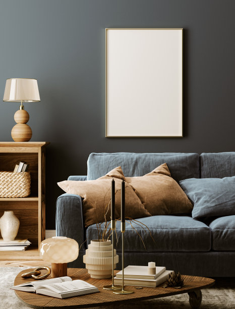 海报模型在现代黑暗的室内背景图片下载