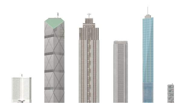 现代建筑孤立在白色背景的3d插图图片下载