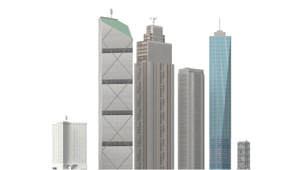 现代建筑孤立在白色背景的3d插图图片下载