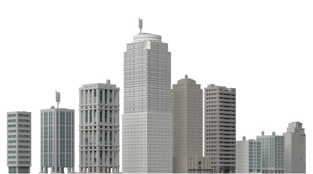 现代建筑孤立在白色背景的3d插图图片下载