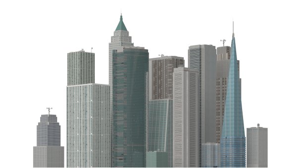 现代建筑孤立在白色背景的3d插图图片下载