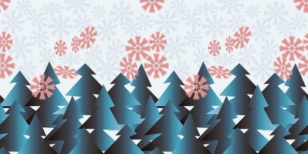 杉树与雪花图案无缝衔接。图片下载