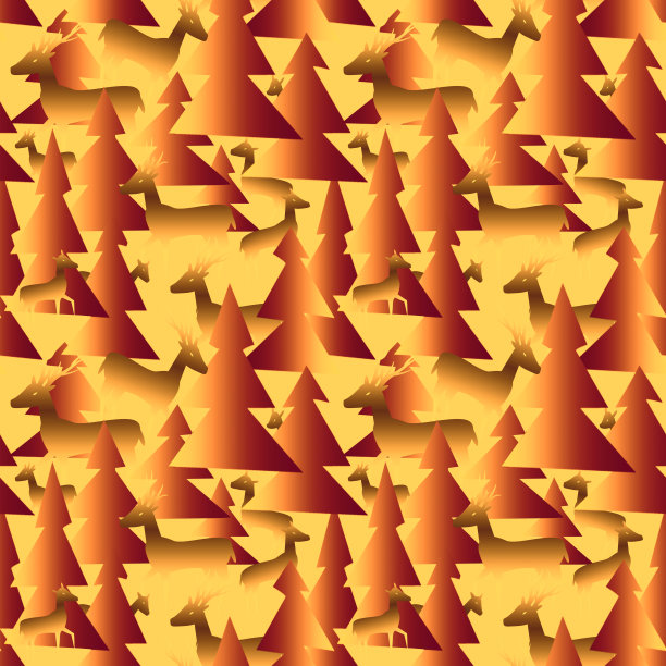 鹿在森林无缝模式，模板。图片下载