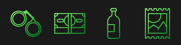 设置酒精饮料瓶手铐堆叠图片下载