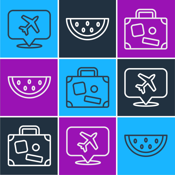 设置线语音气泡与飞机手提箱和图片下载