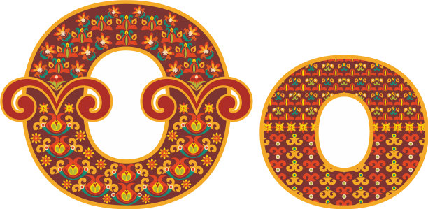 带有装饰性图案的抽象字母o图片下载