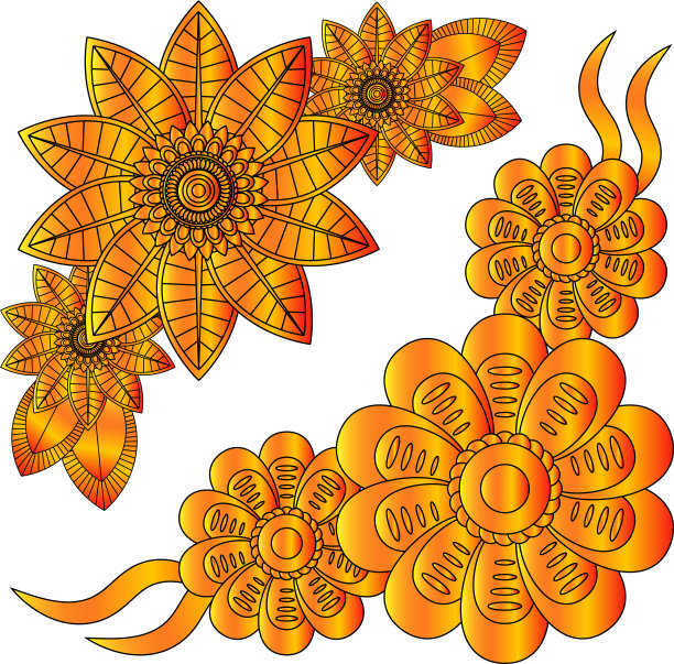 设置分形和漩涡形状元素vintage图片下载