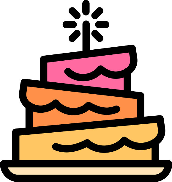 有趣的生日蛋糕图标轮廓风格图片下载