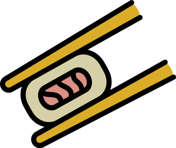 寿司卷竹签图标轮廓风格图片下载