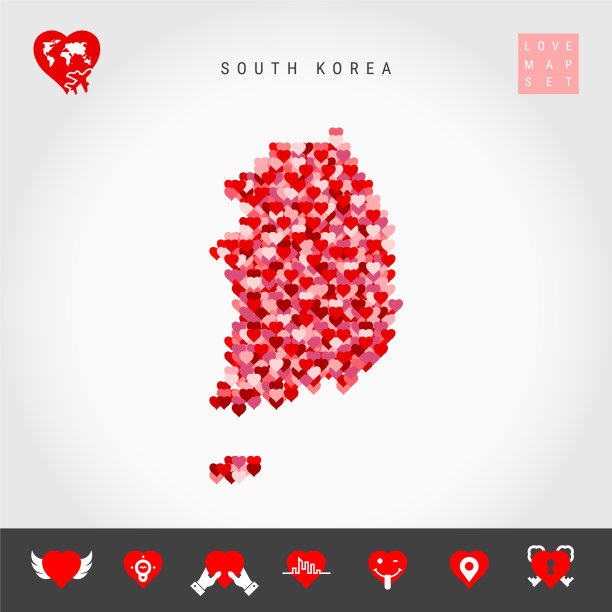 我喜欢韩国红心图案的地图图片下载