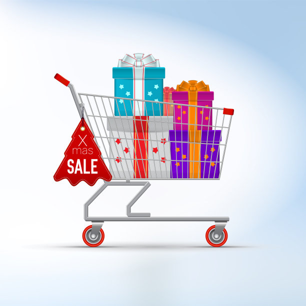 圣诞超市手推车圣诞特卖图片下载