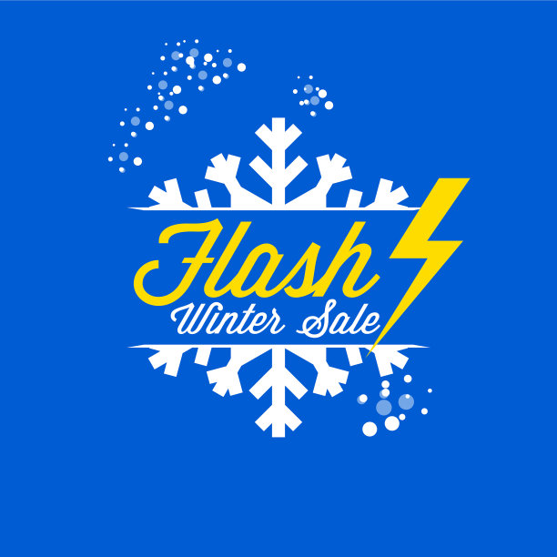 闪光冬季销售黄白徽章上的蓝色图片下载