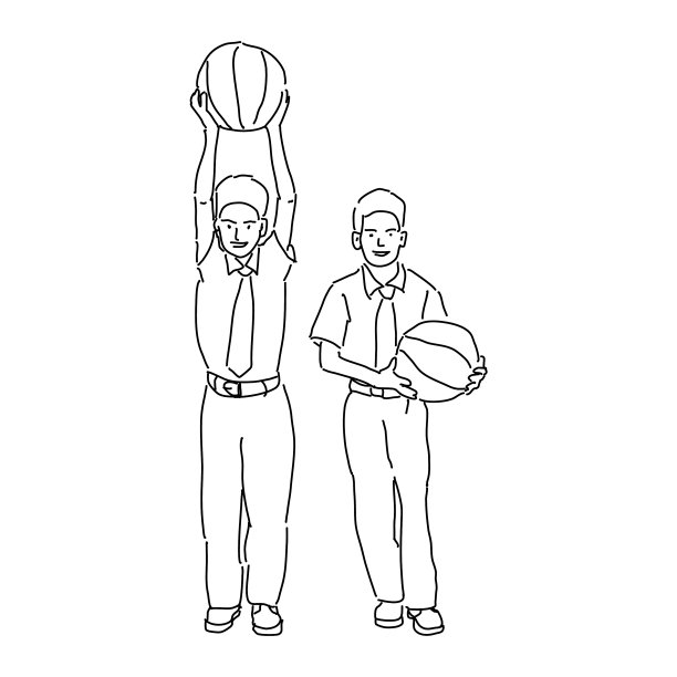 学生和篮球单线图片下载