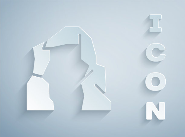 剪纸大峡谷图标孤立在灰色图片下载