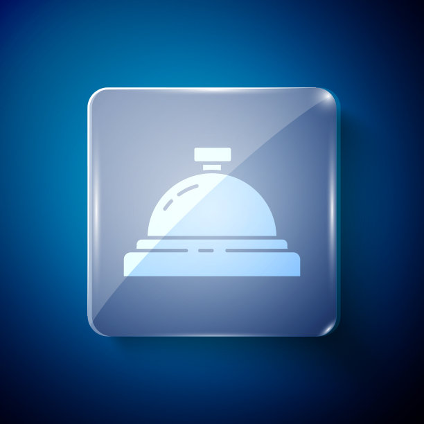 白色的酒店服务钟图标孤立在蓝色图片下载