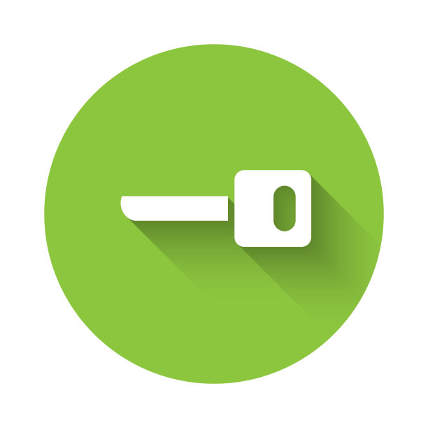 白色键图标孤立与长阴影绿色图片下载