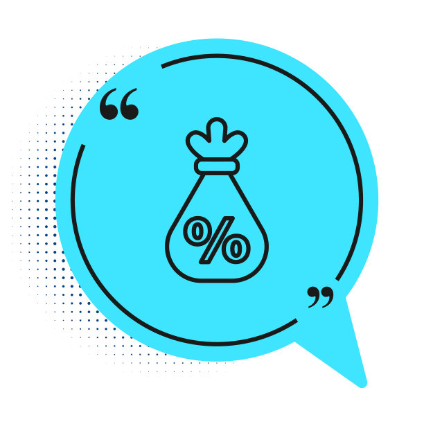 黑色线钱袋与百分比图标孤立上图片下载