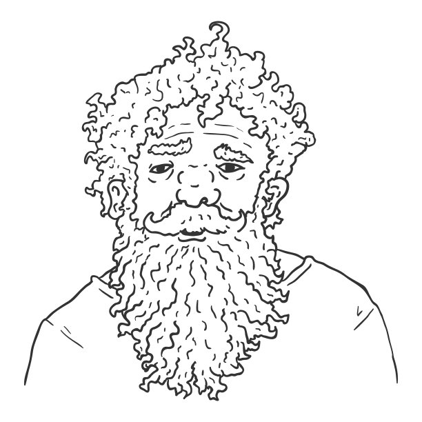 轮廓人物-蓬头垢面的老人图片下载