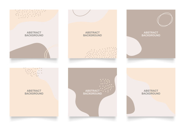 抽象的背景设计的社交媒体insta故事feed帖子。棕色涂鸦形状手绘对象。为文本复制空间。Instagram方形广告横幅图片下载