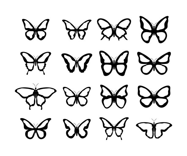 蝴蝶。蝴蝶矢量图标，孤立。蝴蝶在平面设计。矢量图图片下载