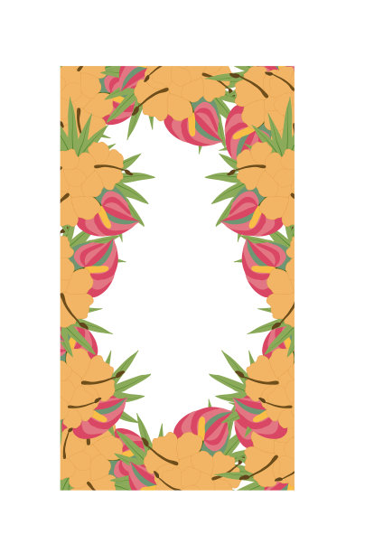 长方形结婚框架与热带橙色图片下载