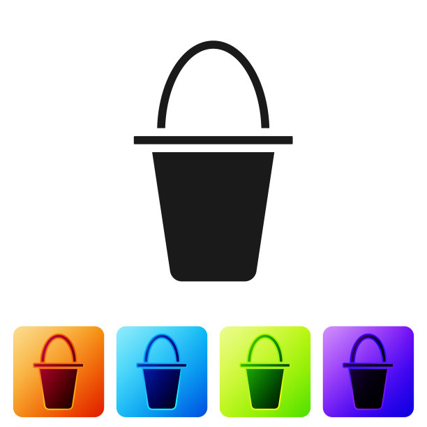 黑色钓鱼桶图标孤立在白色上图片下载