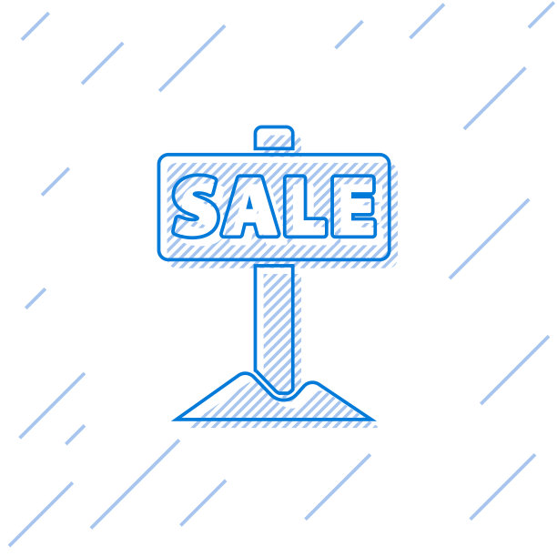 蓝线挂有文字销售图标的标志图片下载